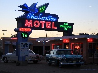 The fabulous neon sign of the Blue Swallow.