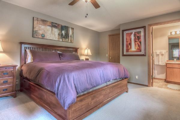 Master suite boasts very comfortable KING SIZE bed and private full bathroom.
