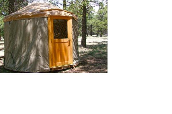 Close up view of small yurt