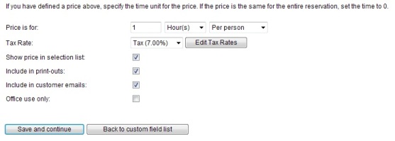Custom field tax