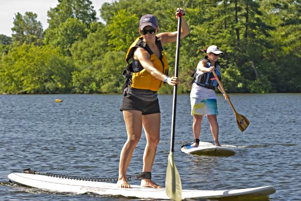 Paddling around the lake