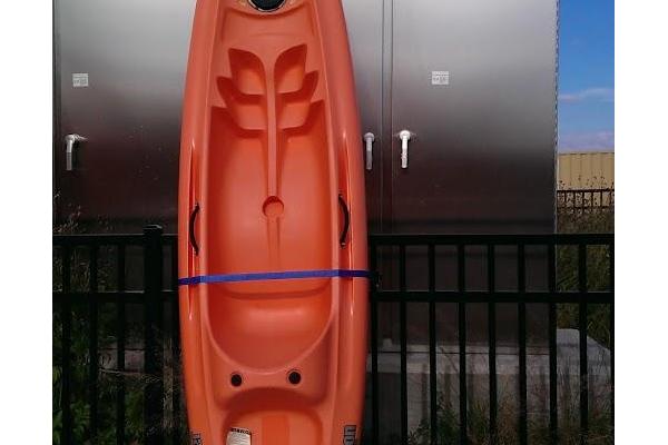 A single Kayak for 1 Paddler with Personal Floatation Device and Paddle, 