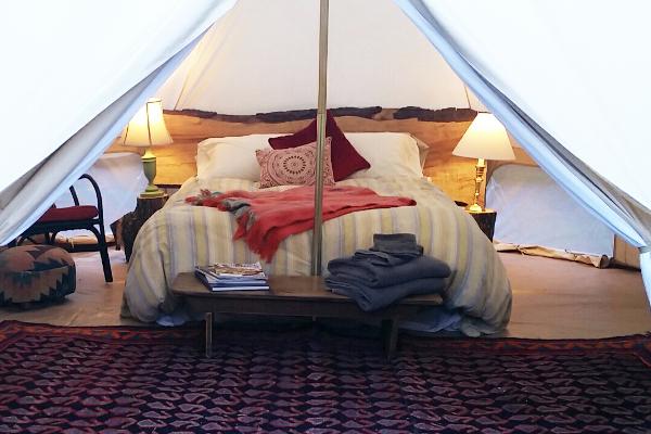 Luxury camping - bell tent, queen bed, 