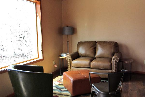 Relax in the living area after a day spent exploring Glacier National Park.