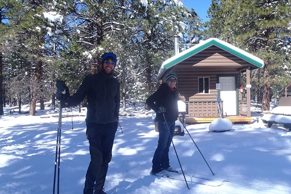Skiers at Camper Cabin