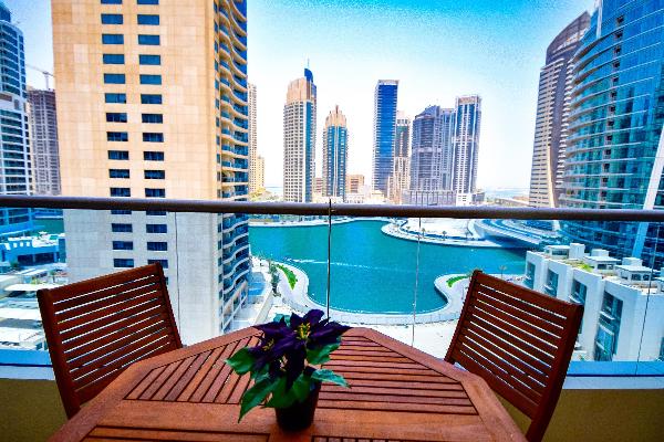 Furnished balcony, Marina views