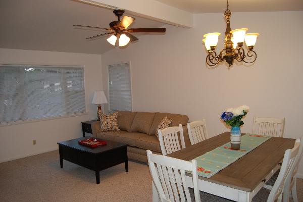 Living room and dining area