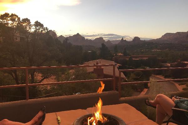 Relax at the fire pit on the patio