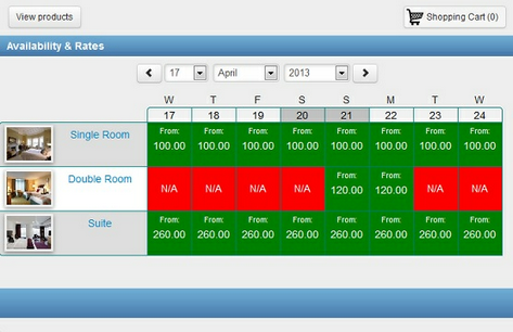 Booking calendar - availability grid