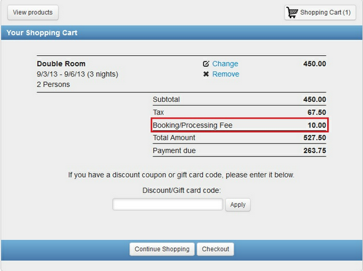 booking fee per res example