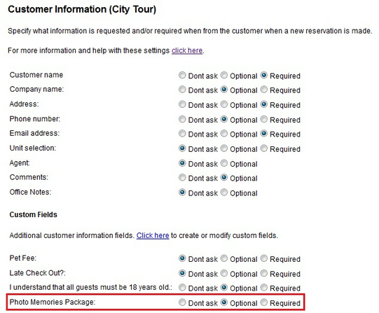 Display Rule example - customer information