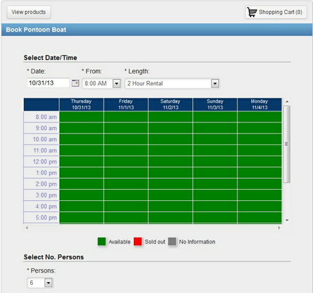 Hourly calendar view