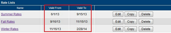 Rate Error - Rate list example