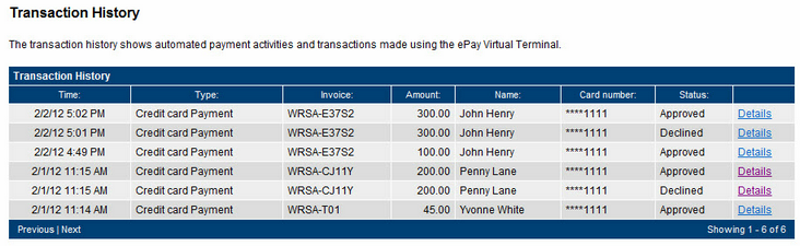 Transaction History