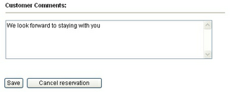 reservation - customer comments